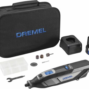 Dremel 8240-5 12V Cordless Rotary Tool Kit with Variable Speed and Comfort Grip - Includes 2AH Battery Pack, Charger, 5 Accessories, Wrench, and Tool Fabric Carry Bag