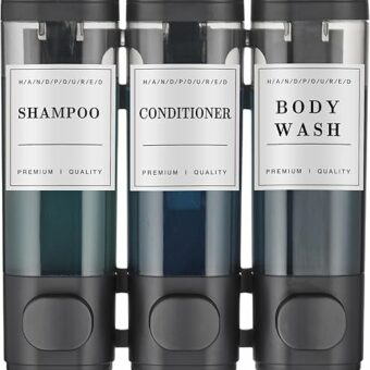 Shampoo and Conditioner Dispenser,Shower Soap Dispenser 3 Chamber No Drill Wall-Mounted Shampoo Dispenser for Shower Wall Mounted Shower Dispenser...