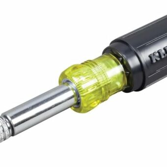 Klein Tools 32596 Multi-Bit Screwdriver /Nut Driver, Magnetic 8-in-1 HVAC Slide Drive Tool with Hex, Phillips, Schrader Bits, Nut Drivers