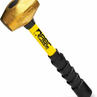 ABC HAMMERS Brass Hammer - 4 lb. Non-Sparking Hammer with 12" Fiberglass Handle & Double Faced Head - ABC4BFB