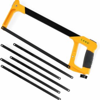 LAND 12 Inch Hacksaw - Heavy Duty Coping Saw with 5 Extra High-Carbon Steel Blade, for PVC, Pipe, Carpentry