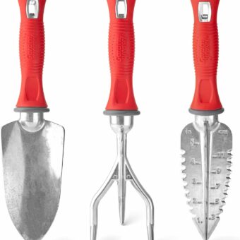 Garden Weasel 3-Piece Hand Tool Combo Set | Trowel, Transplanter and Cultivator | Heavy Duty Lawn and Garden Set, Digging, Planting, and Weeding | 91370-Q