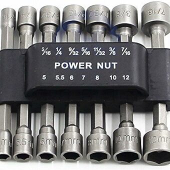 14pcs Power Nuts Driver Drill Bit Tools Set Metric Socket Wrench Screw 1/4'' Driver Hex Keys