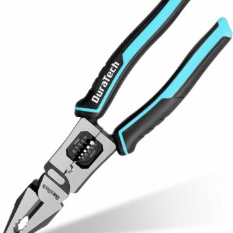 DURATECH 6-in-1 Linesman Pliers, 8.5" Multipurpose Combination Pliers with Wire Stripper/Crimper/Cutter Function, Heavy Duty Side-Cutting Pliers for Crimping, Stripping, Shearing, Screwing